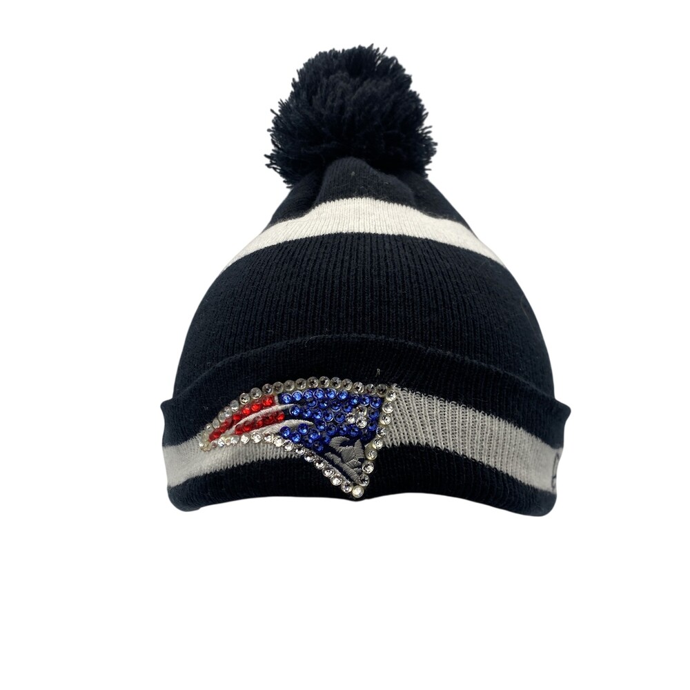 New England Patriots Hat Beanie One Size Womens Navy NFL Football Pom New Era